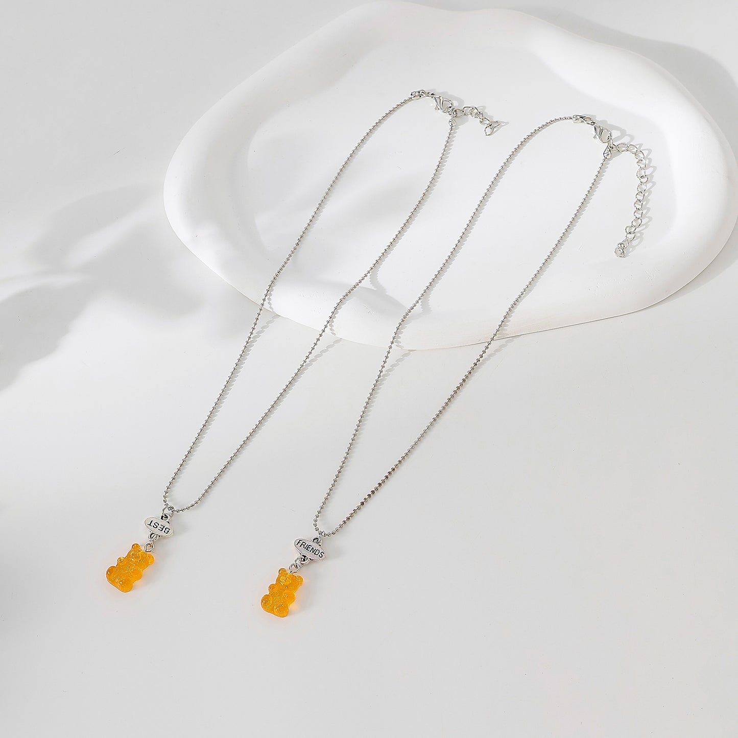 y2k neon bear bestt friend necklace