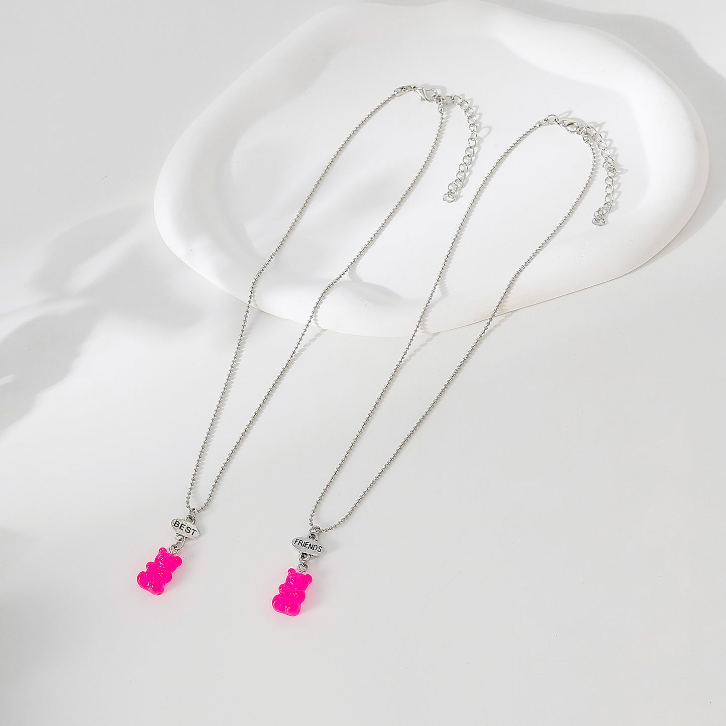 y2k neon bear bestt friend necklace
