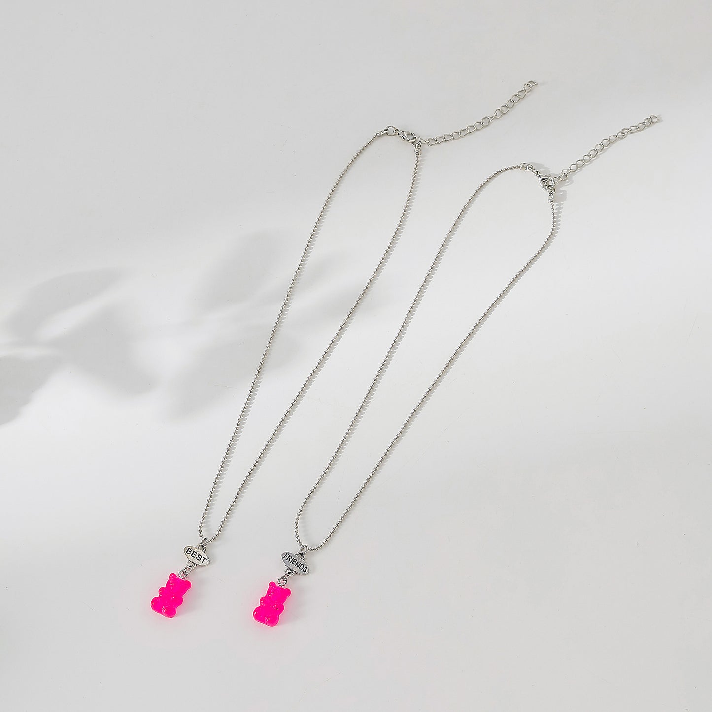 y2k neon bear bestt friend necklace