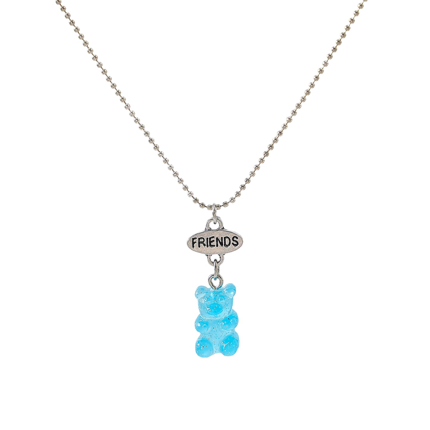 y2k neon bear bestt friend necklace