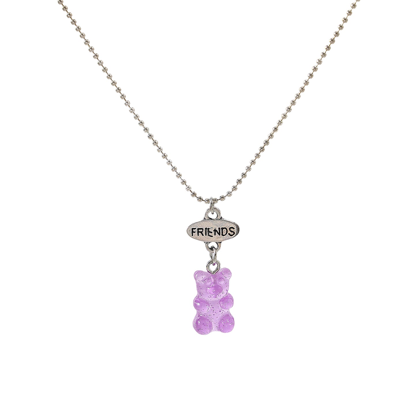 y2k neon bear bestt friend necklace
