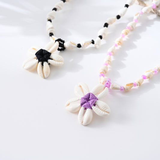 1pc Elegant Women's Cowrie Shell Necklace with Floral Design - Mother's Day/Beach Vacation Accessory