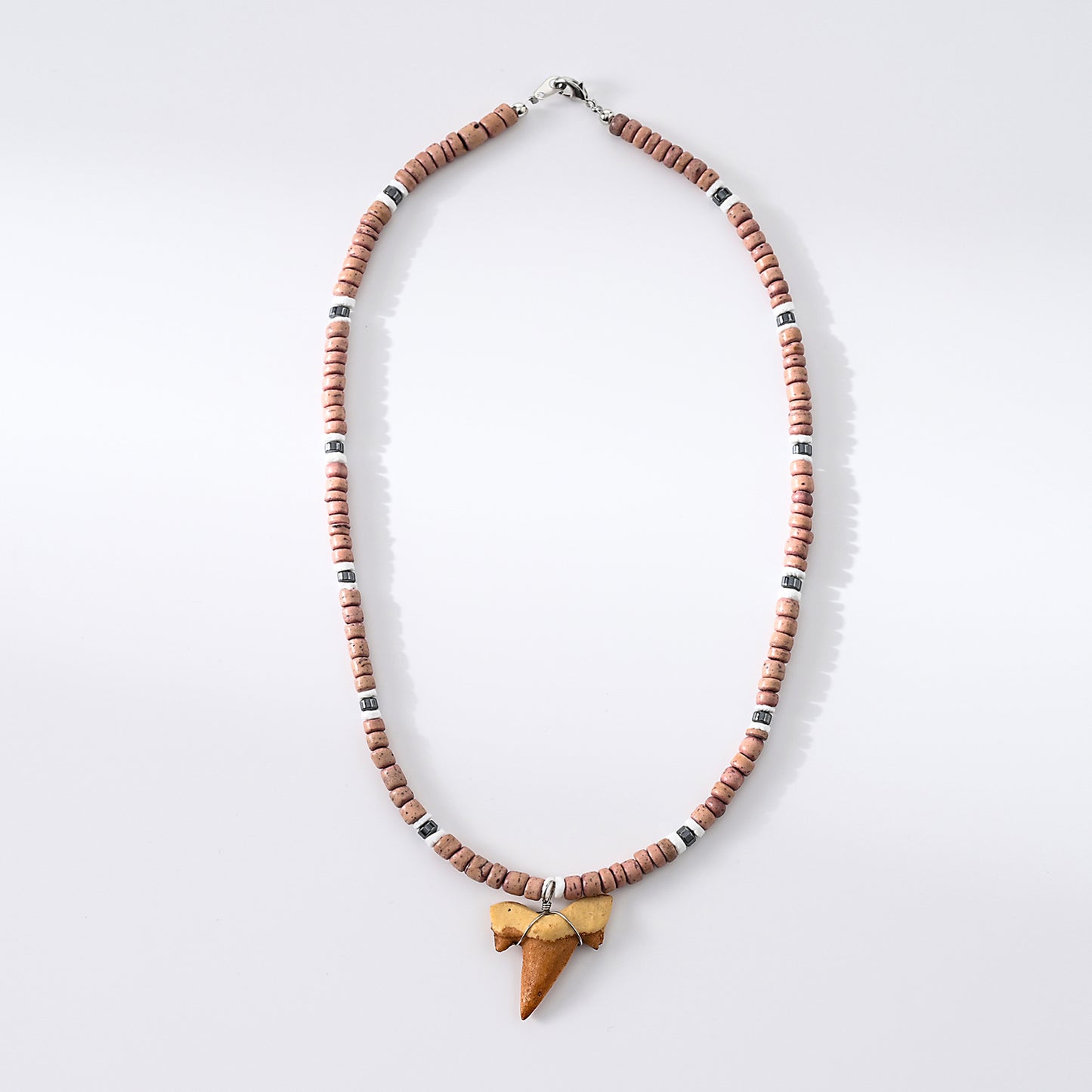 1 pc Bohemian Style Wooden Bead Necklace with Shark Tooth Pendant for Men & Women - Summer Beach Jewelry & Festival Gift