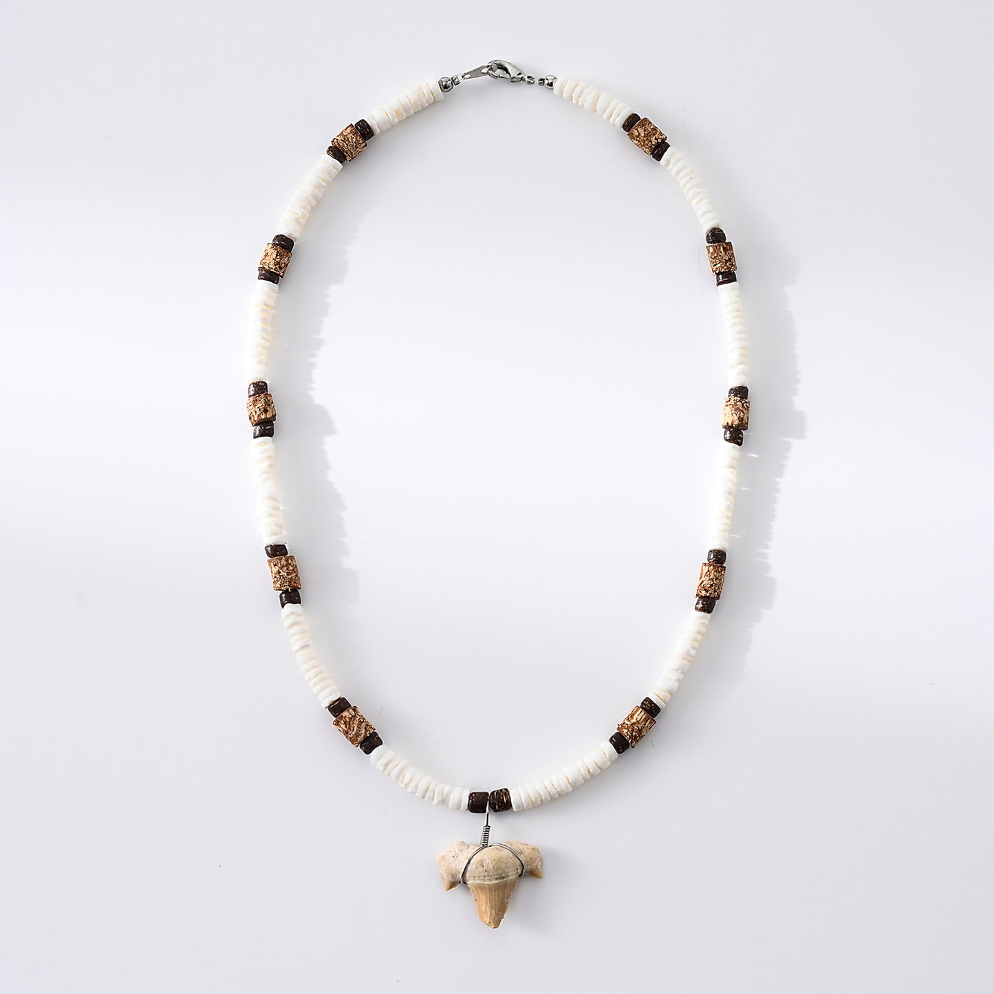 Natural Coconut & Shell Shark Tooth Necklace - Boho Beach Jewelry for Women, Handmade Sustainable Beach - Wear Accessory (Perfect Beachy Gift for Summer and Beyond!)